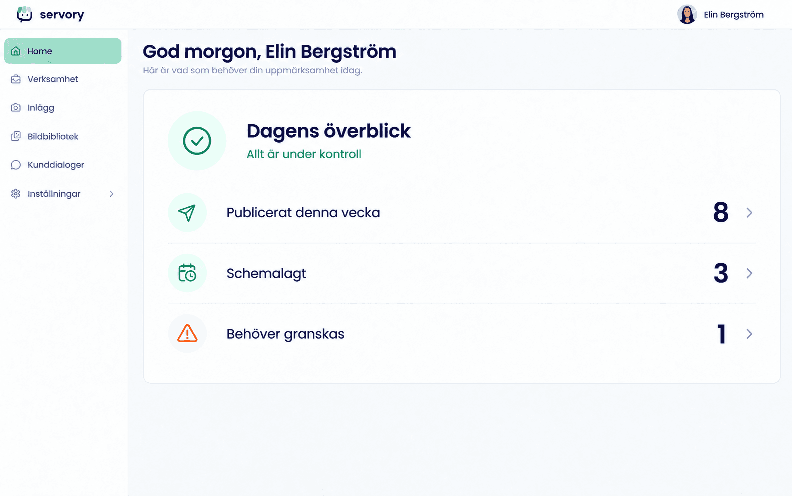 Servorys dagliga överblick
